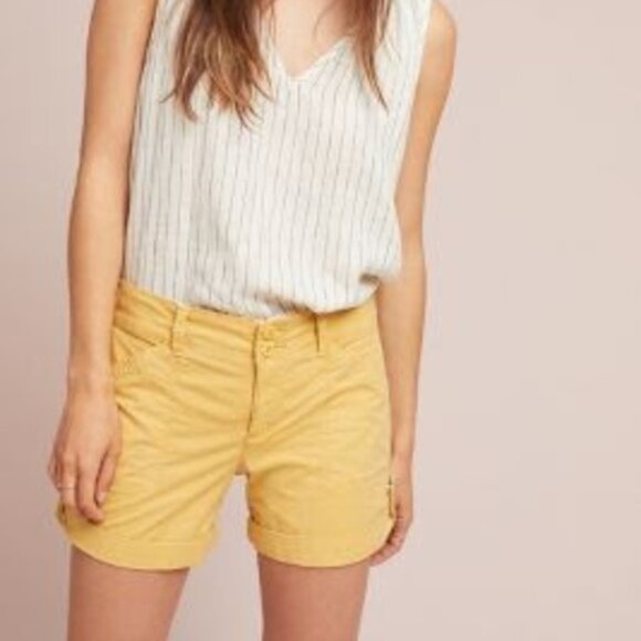 ANTHROPOLOGIE Yellow Rolled Utility Shorts - Picture 2 of 7